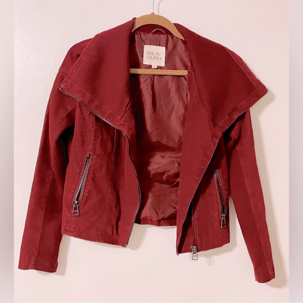 Red Faux Suede Jacket, women size small